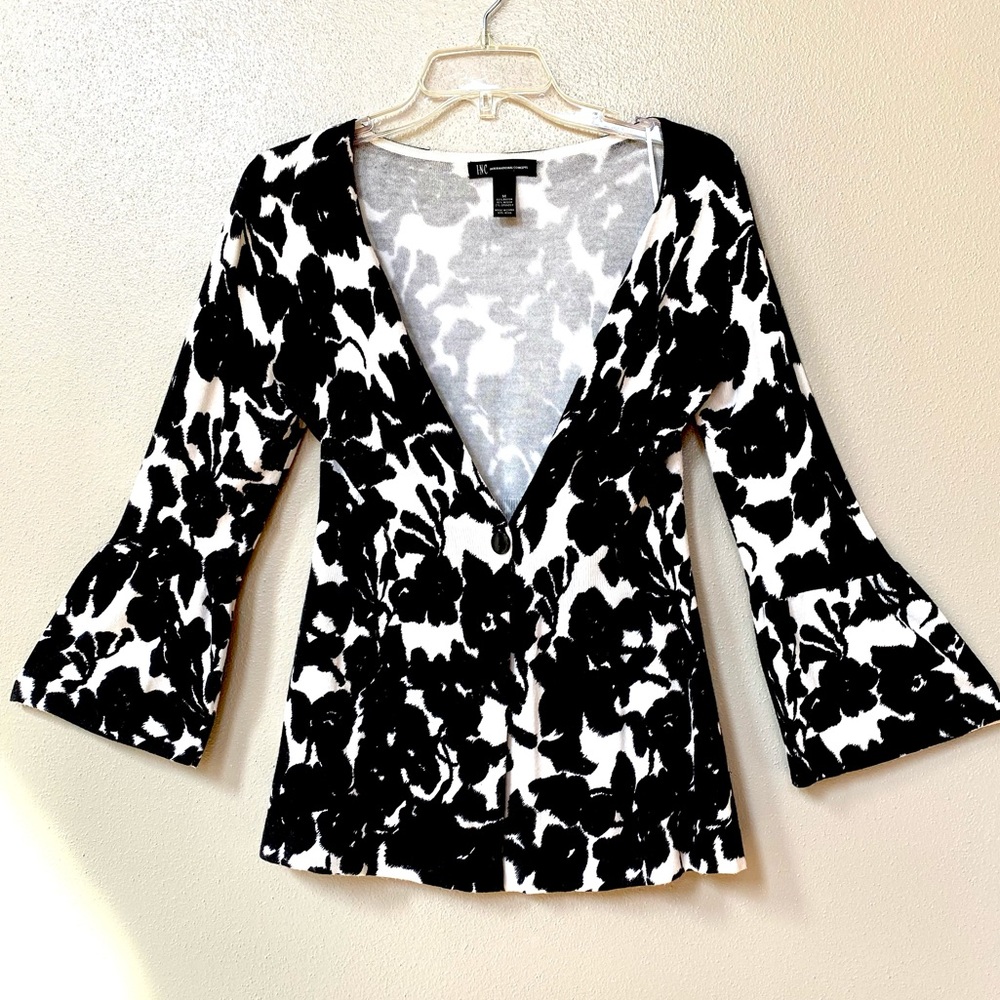 INC International Concepts Black & White Cardigan